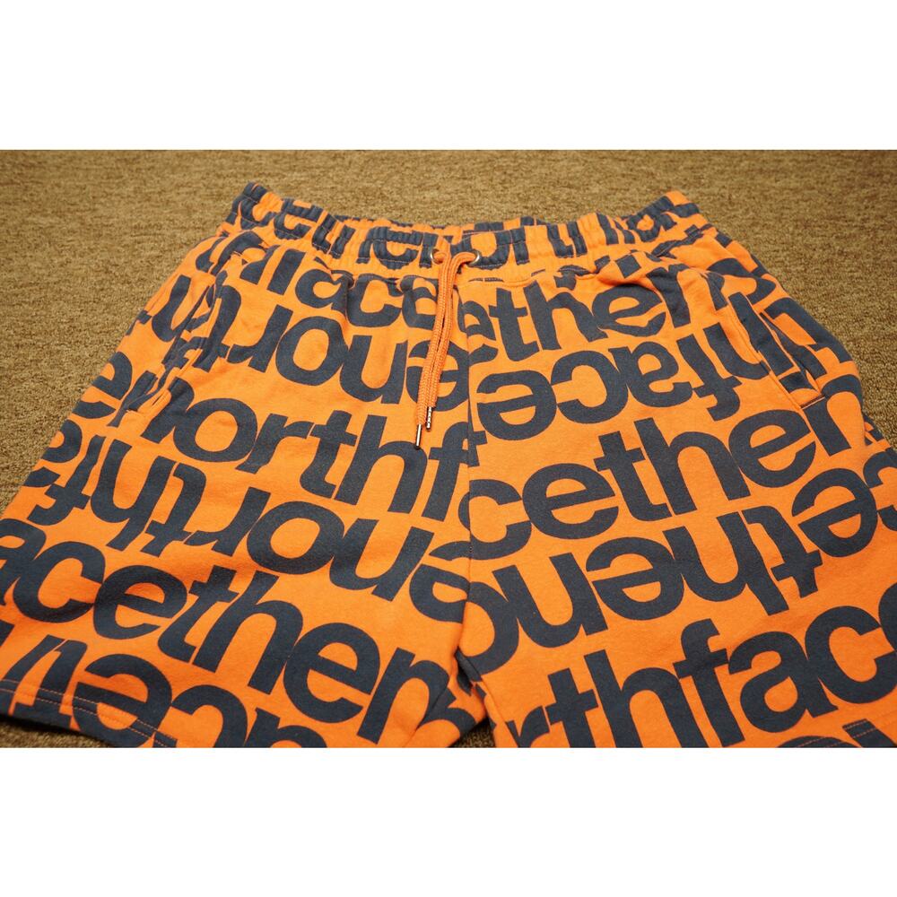 The North Face AOP Fleece Shorts Orange Blue Logo Print Mens Large Casual - Picture 3 of 6